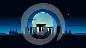 Illustration of beautiful view of Stonehenge, United Kingdom