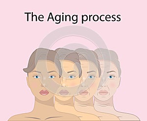 Illustration of beauty concept skin aging and anti-aging process