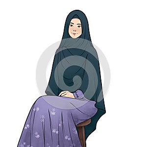 Illustration of beauty muslim woman using headscarf or hijab