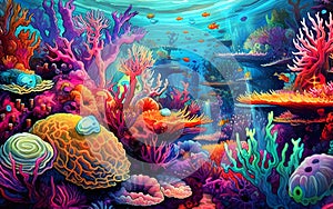 Illustration of the beauty of a tropical coral reef