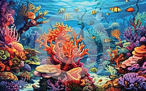 Illustration of the beauty of a tropical coral reef