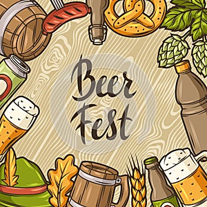 Illustration for beer festival or Oktoberfest. Background for pub or bar menu and flyers.