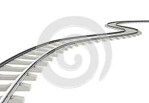 Illustration bend, turn railroad isolated on white