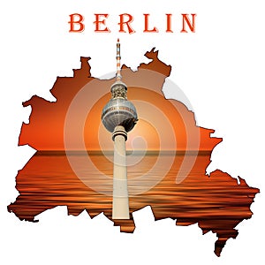 Illustration berlin map of berlin with Alexanderplatz