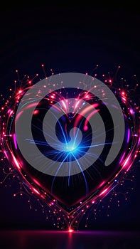 illustration of a big glowing blue light at the center. Love, February 14, Valentine\'s Day.