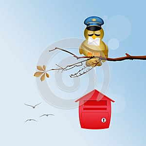 Illustration of bird postman