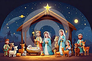 An illustration of the birth of Jesus Christ.
