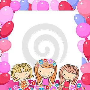 Illustration of a Birthday Celebrant three girls