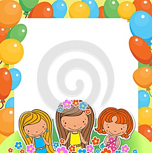 Illustration of a Birthday Celebrant three girls