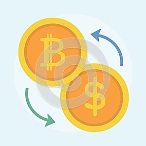 Illustration of bitcoin exchanging concept