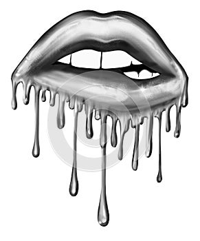 Illustration of Biting Dripping Lips - Graphic illustration
