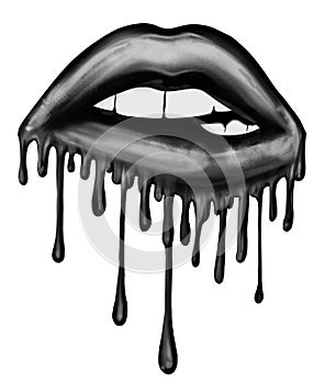 Illustration of Biting Dripping Lips - Graphic illustration