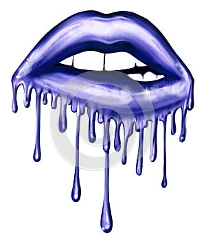 Illustration of Biting Dripping Lips - Graphic illustration