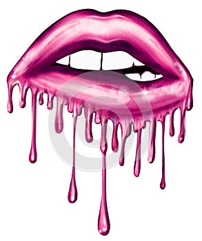 Illustration of Biting Dripping Lips - Graphic illustration