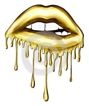 Illustration of Biting Dripping Lips - Graphic illustration