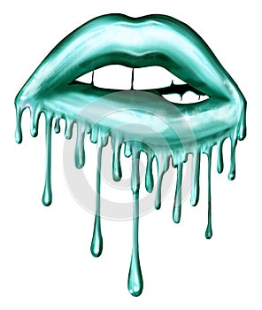 Illustration of Biting Dripping Lips - Graphic illustration