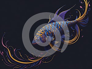 Illustration of the bizarre fish against a black backdrop showcases its unique and unconventional features.