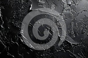 Black background, texture of matte plastic surface with grainy effect, gradient. dark grey backdrop for design and decoration