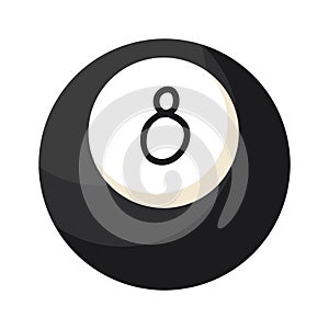 An illustration of a black billiard ball with number eight.