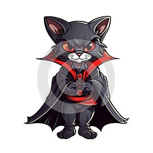 illustration of a black cat dressed as a vampire. AI Generated