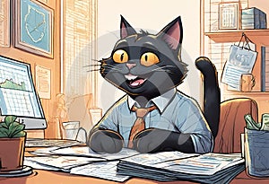 An illustration about black cat named Duffy