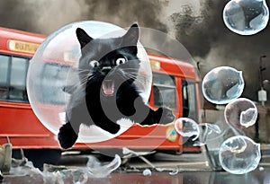 An illustration about black cat named Duffy in the bubble