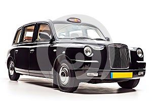 Illustration of an Black London Cab on White Background, Generative AI