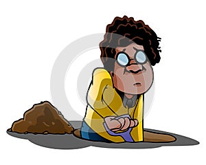 illustration of a black man dig hole