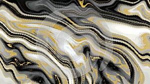 Illustration of black marbling with a gold glitter texture background