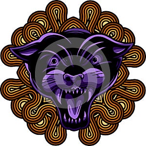 Illustration of a black panther with angry face expression.