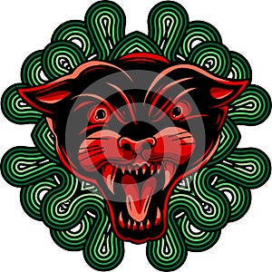 Illustration of a black panther with angry face expression.