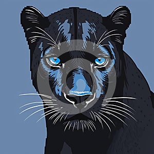 Illustration of a black panther on a blue background