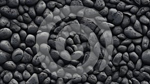 Black pebbles background texture,  Top view