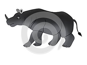 Illustration of black rhinoceros, endangered species. photo