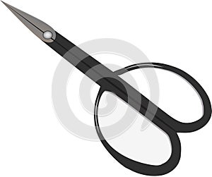 Illustration of black scissors on an isolated background