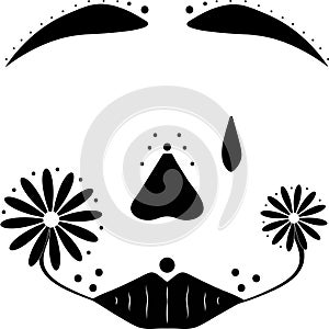 Illustration of Black and White Floral Carnival Mask