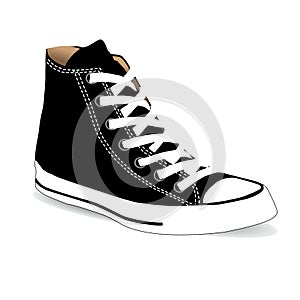 illustration of a black and white shoe