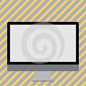 Illustration of Blank White Computer Monitor Mounted on Stand. Flat Style Desktop Empty Screen Design Idea for