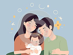 Illustration of Blissful Beginnings - Happy Family with Newborn Baby