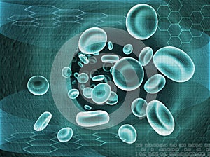 Illustration of blood cell in colour background