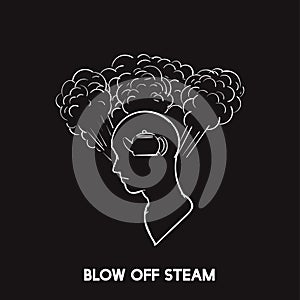 Illustration of blow off steam idiom