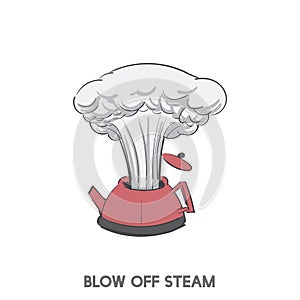 Illustration of blow off steam idiom