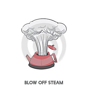 Illustration of blow off steam idiom photo