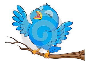 Blue bird cartoon singing photo