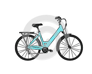 illustration of blue bycicle on a white background