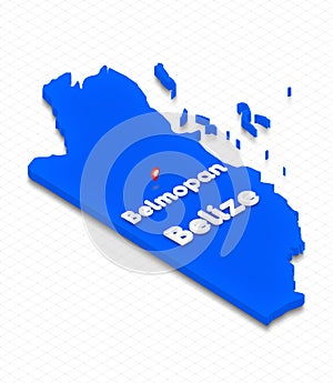 Map of Belize. 3D isometric perspective illustration