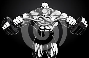 Illustration: bodybuilder with a barbell