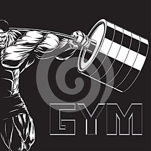 Illustration: bodybuilder with a barbell