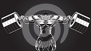 Illustration: bodybuilder with a barbell photo