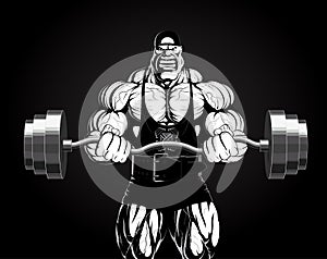 Illustration: bodybuilder with a barbell